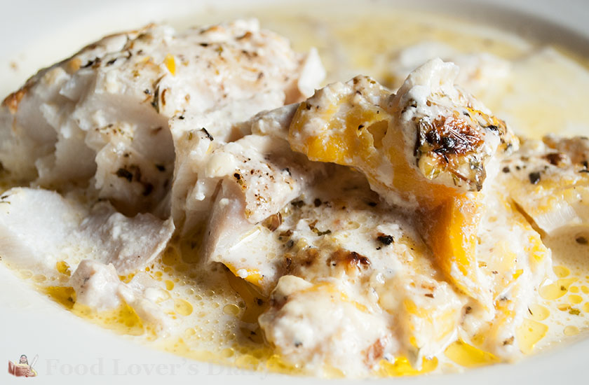 Close up of baked cod and haddock